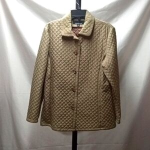 Jones New York Womens Quilted Coat, M, Tan, Pre-owned